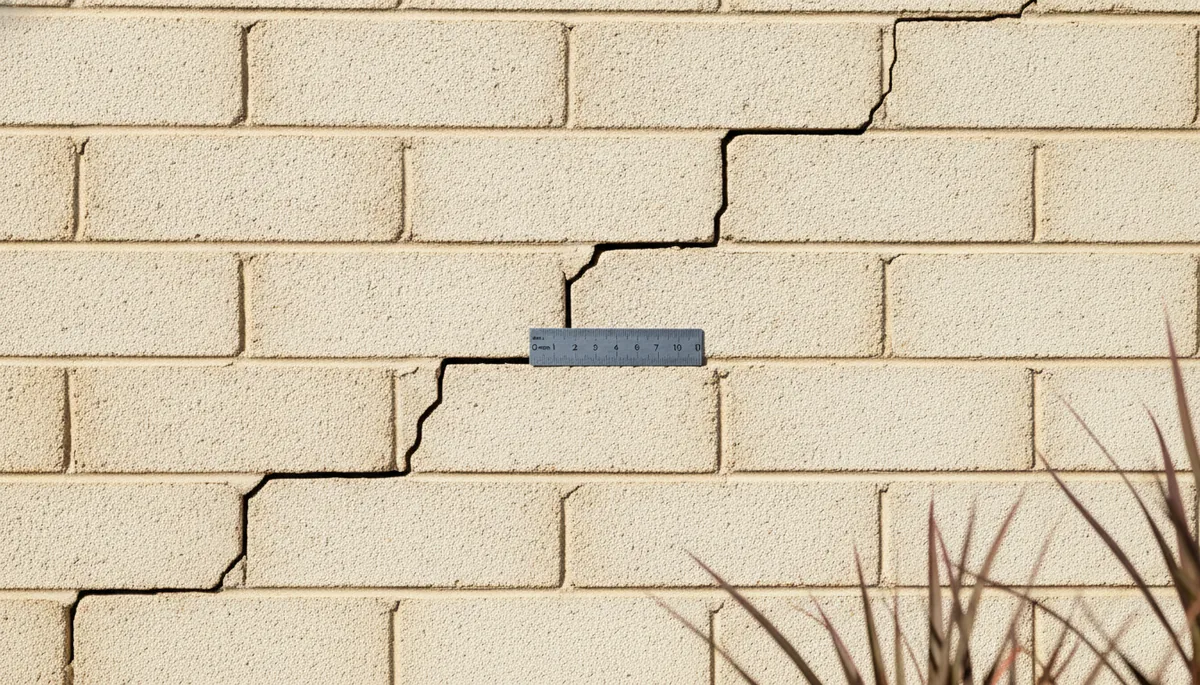 Inspector examining wall crack in Perth home